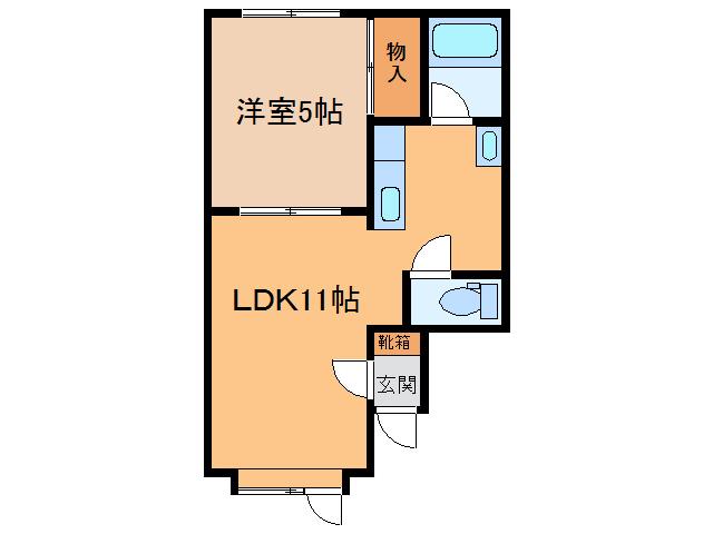 コーポリバーサイド328(1LDK/2階)の間取り写真