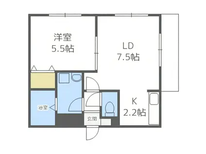 A BOND月寒西(1LDK/1階)の間取り写真
