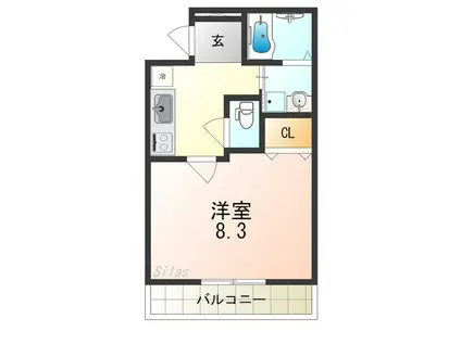 サンシーブル 三国ケ丘(1K/3階)の間取り写真