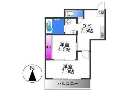 ローズハイツ(2DK/3階)の間取り写真