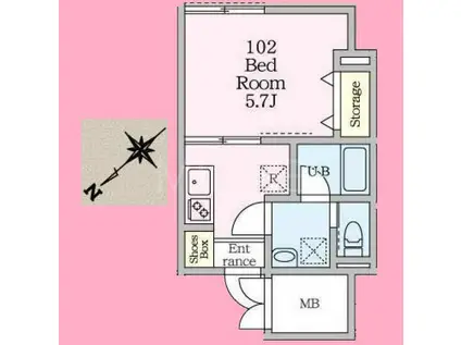 ウィステリア菊名(1K/1階)の間取り写真