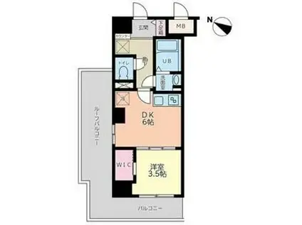 神戸元町ノア(1DK/9階)の間取り写真