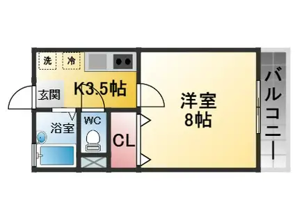 オークス大森(1K/1階)の間取り写真