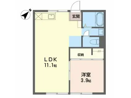 本ノ原コーポ(1LDK/1階)の間取り写真