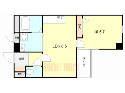 BIG IN加島(1LDK/3階)の間取り写真