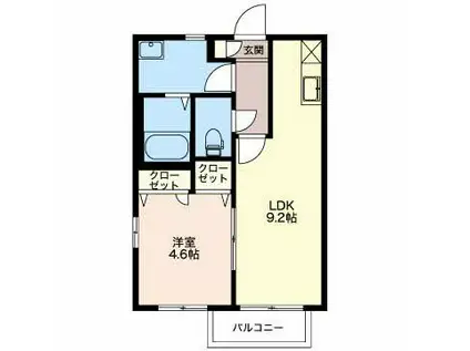 プリエI(1LDK/1階)の間取り写真