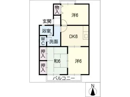 エスポワール三宝(3DK/2階)の間取り写真