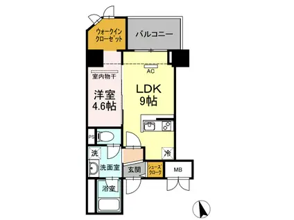 リモッカ大手町(1LDK/4階)の間取り写真