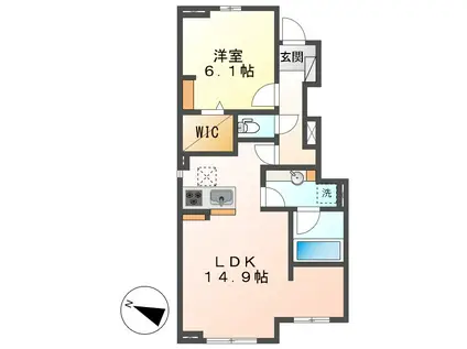 ヴィラ・ジュラクB(1LDK/1階)の間取り写真