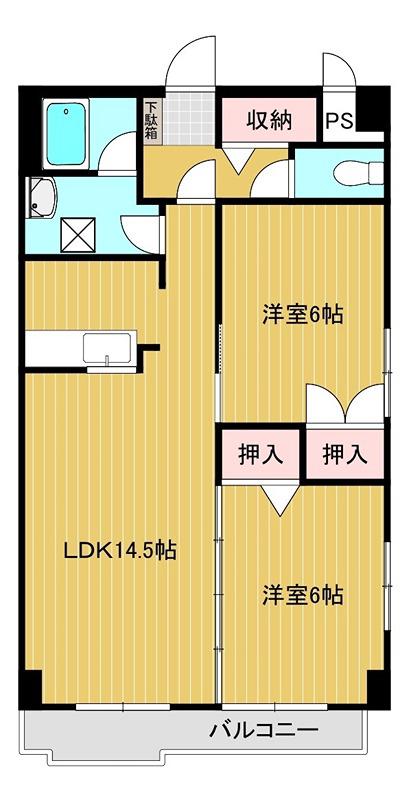 土屋ビル北見(2LDK/3階)の間取り写真