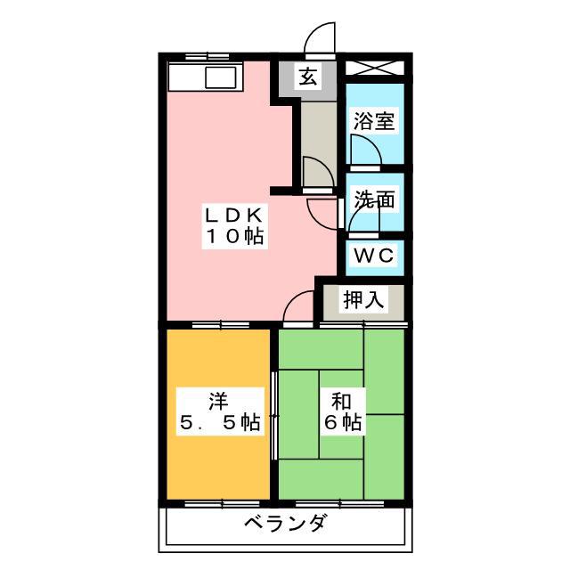 プラムコート(2LDK/4階)の間取り写真