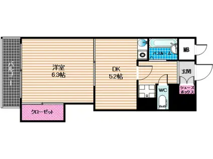 アバンティ野間(1DK/5階)の間取り写真
