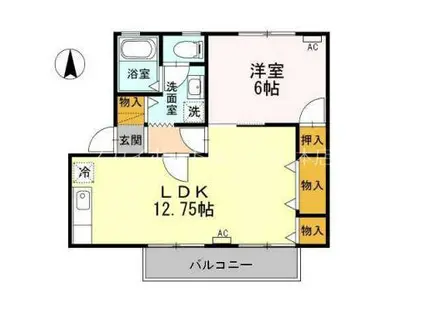 ハイカムール半田 A(1LDK/1階)の間取り写真
