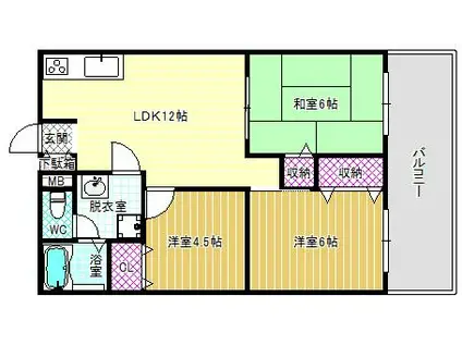 セシル古市(3LDK/4階)の間取り写真