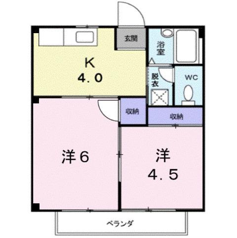 シティハイツ藤井(2K/2階)の間取り写真