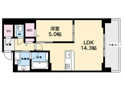 シャーメゾンステージ中央通(1LDK/2階)の間取り写真