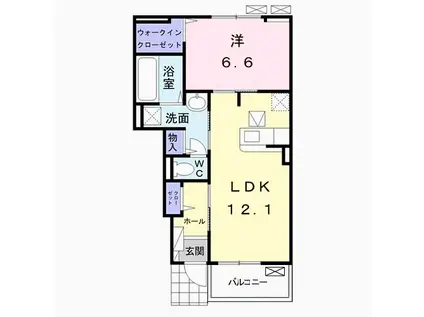 ラヒットグロウスA(1LDK/1階)の間取り写真