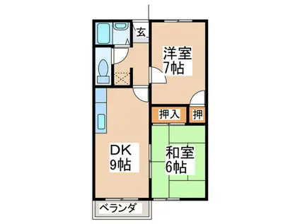 コスモハイツ長澤(2DK/2階)の間取り写真