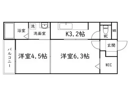 リバーサイド桜坂(2K/1階)の間取り写真