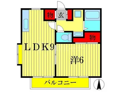 コーポ・ポディウムA(1LDK/2階)の間取り写真