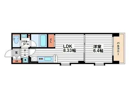 コンソラーレ上町台II(1LDK/3階)の間取り写真