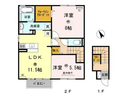 アズーロ寿(2LDK/2階)の間取り写真