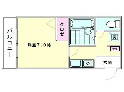 ピュアドーム館姪浜C棟(1K/2階)の間取り写真