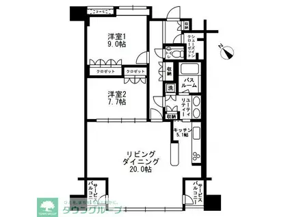 アーバンパーク代官山I/アーバンパーク代官山II(2LDK/4階)の間取り写真