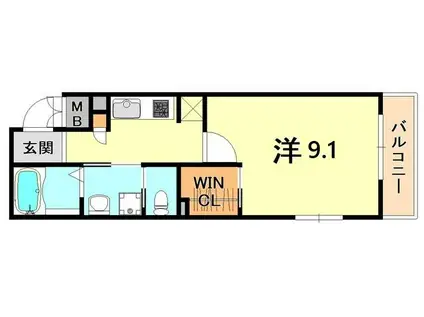 ハーバー・フェリーチェ(1K/3階)の間取り写真