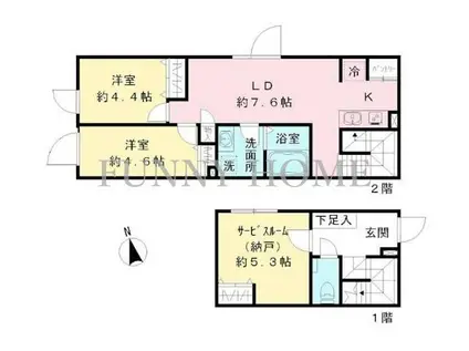 COEUR BLANC八幡山(2SLDK/1階)の間取り写真
