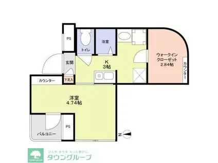 グリム武蔵新城(1K/1階)の間取り写真