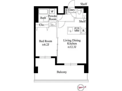 マキシブ八広(1LDK/5階)の間取り写真