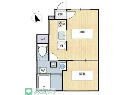 キングハウス桜上水(1LDK/1階)の間取り写真