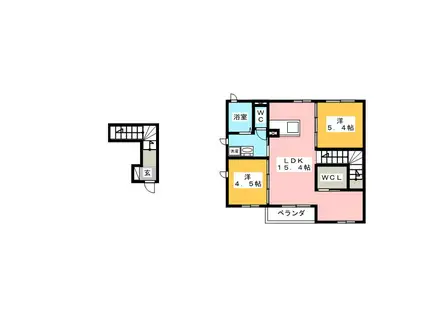 クレセオ三日市(2LDK/2階)の間取り写真