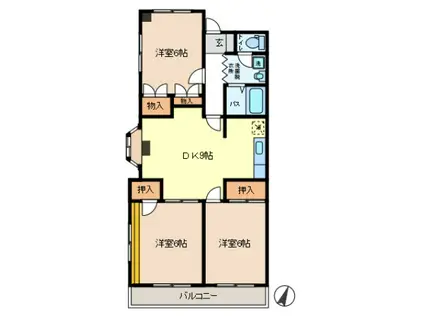 臼倉マンション(3DK/3階)の間取り写真