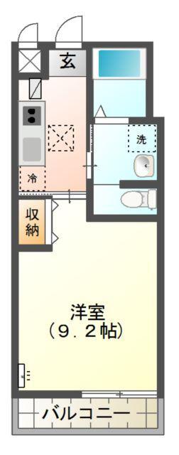LAURIER(1K/2階)の間取り写真