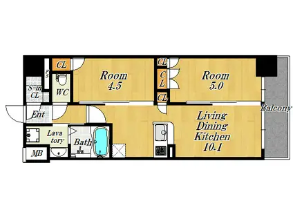 大拓ハイツ22(2LDK/8階)の間取り写真