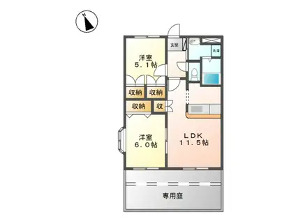 MS SQUARE(2LDK/1階)の間取り写真