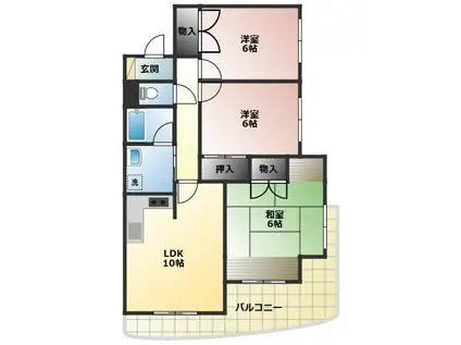 ドエリング(3LDK/3階)の間取り写真