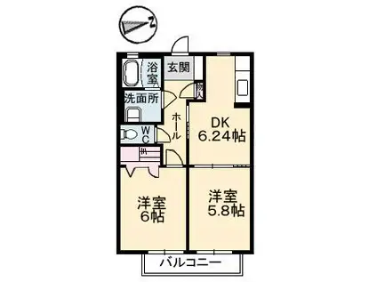 メゾンドプラス(2DK/1階)の間取り写真