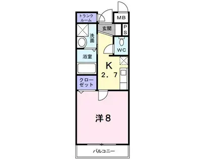 グリーンピア中川II号館(1K/1階)の間取り写真