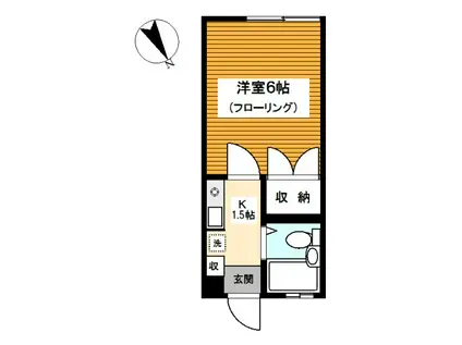 ドリームハイツ三ッ沢I(1K/2階)の間取り写真