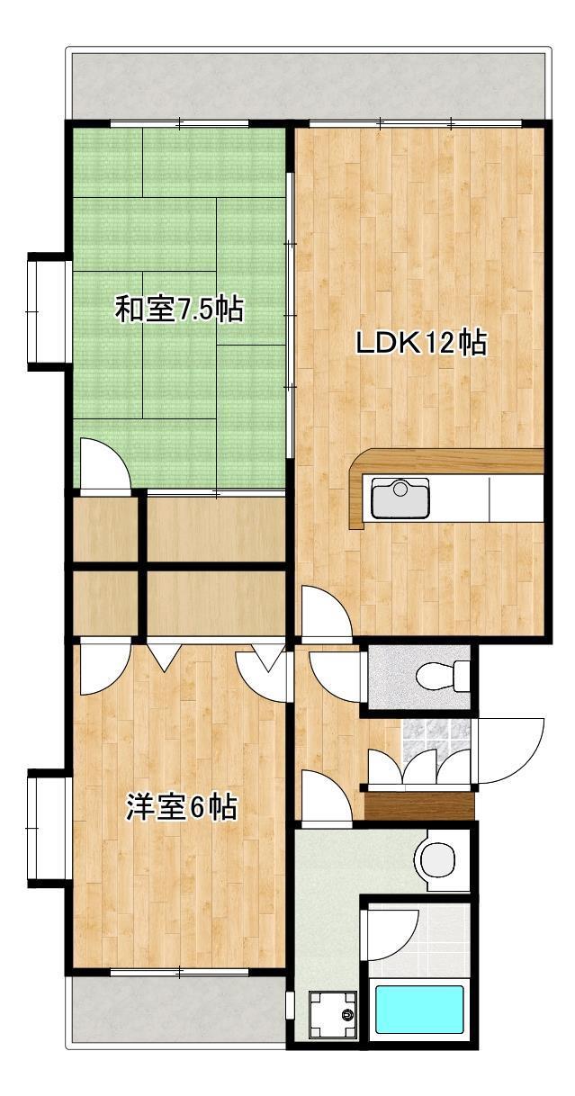 エスぺランサ須屋(2LDK/1階)の間取り写真