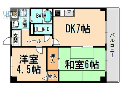 エスポワール伊丹桜ヶ丘Ⅱ(2DK/3階)の間取り写真