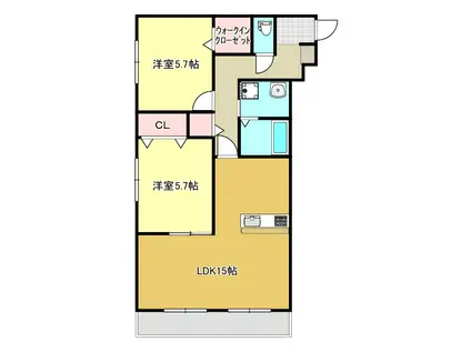 オンラード築地(2LDK/1階)の間取り写真