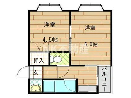 八戸ノ里プラザ(2K/2階)の間取り写真