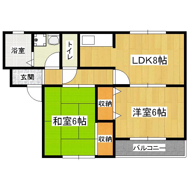 サンフローラ 小野(2LDK/2階)の間取り写真