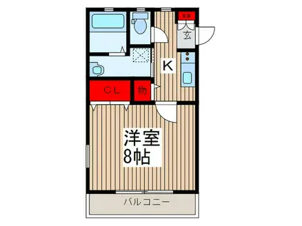 グランディ川口(1K/2階)の間取り写真