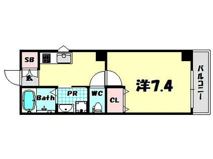 リーフビル割塚(1K/7階)の間取り写真
