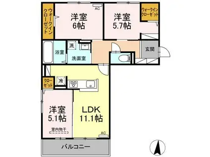AVENIR宮内町I(3LDK/2階)の間取り写真